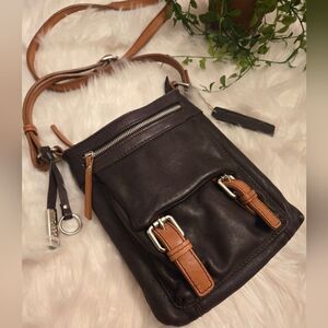 Nino Bossl leather crossbody bag brown and tan